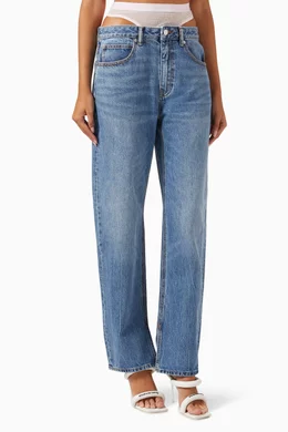 Embellished straight leg jeans top