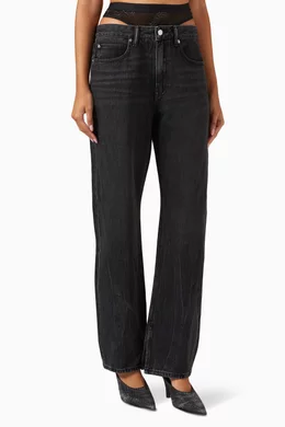 Embellished straight leg jeans top