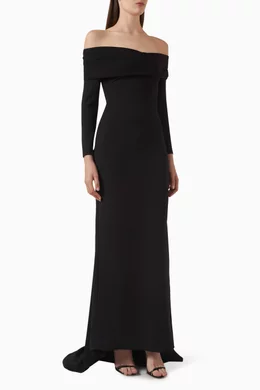 Buy Solace London Black Lyla Strapless Gown in Crepe For Women Online Ounass UAE