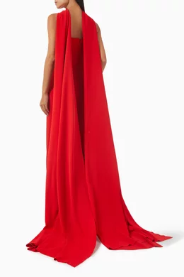 strapless open back dress Nora Asymmetric Neckline with Wrap Around Neck Scarf Long Dress main image 0