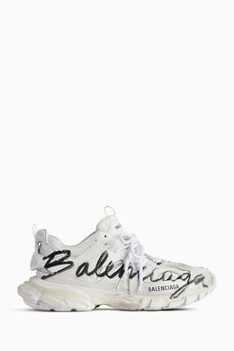 Buy Balenciaga White Track Signature Sneakers in Mesh