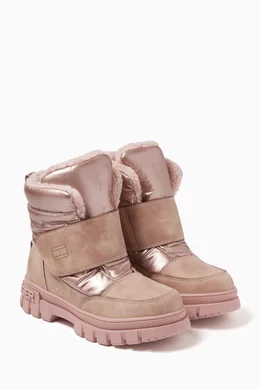 Buy Tommy Hilfiger Pink Michigan Snow Boots in Faux Leather For Girls Online Ounass UAE