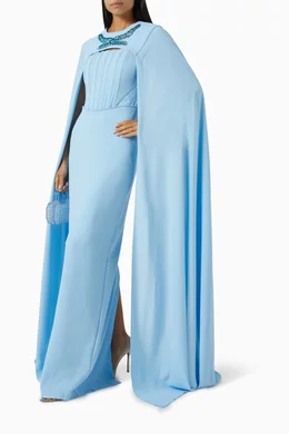 Embellished cape dress best sale