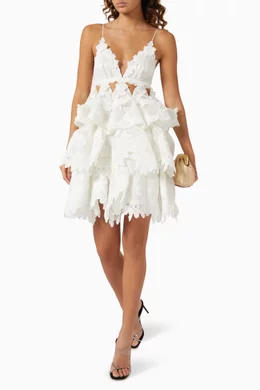 chinese dress ladies Dream Crush Lace-Up Back Side Split Midi Dress White