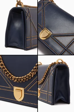 Buy Christian Dior Pre Loved Blue Diorama Studded Shoulder Bag in Leather For Women Online Ounass UAE