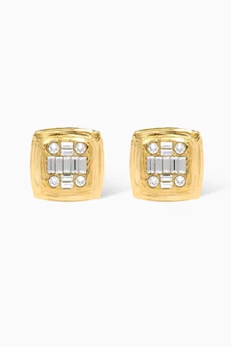ピアス AMINA MUADDI Embellished l Jeanne Earrings Buy Amina Muaddi White Jeanne Crystal Earrings in Gold-tone