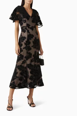 chinese dress ladies Petite Amalie Vertical Lace Velvet Dress main image 1