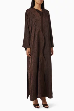 Buy Dananeer Brown Ebony Waves Abaya in Silk For Women Online Ounass UAE