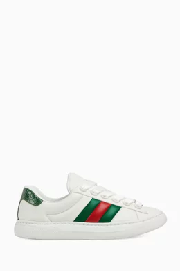 Buy Gucci White Ace Web Sneakers in Leather For Men Online Ounass UAE