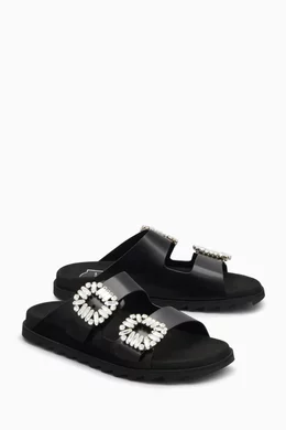 Buy Roger Vivier Black Slidy Viv Mules in Leather For Women Online Ounass UAE