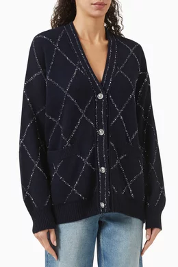Sequin-embellished Cardigan in Wool Blend