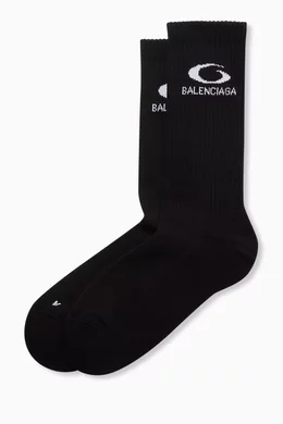 Buy Balenciaga Black Loop Sports Icon Socks in Stretch