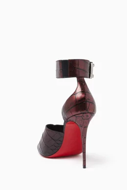 Buy Christian Louboutin Brown Lock Me Up 100 Sandals in Croc