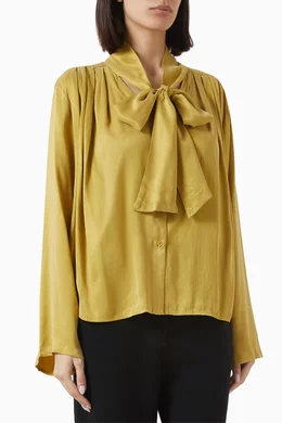 Yellow tie neck blouse new arrivals