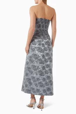 Buy Ganni Blue Botanical Jacquard Corsage Midi Dress For Women Online |  Ounass UAE