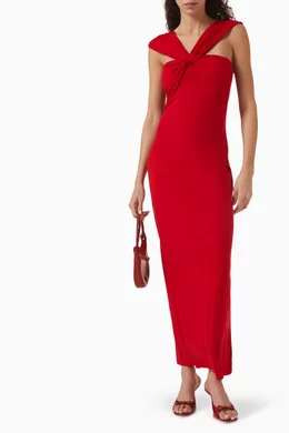 reformation xena knit dress Buy Reformation Red Xena Maxi Dress in Cotton-knit For Women Online
