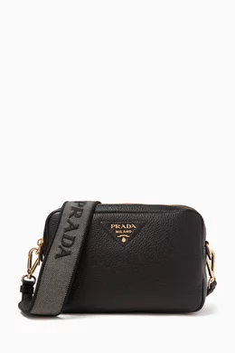 Buy Prada Black Small Camera Crossbody Bag in Leather For Women