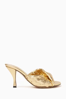 Yellow heeled mules sales