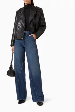 Buy ANINE BING Black Simone Jacket in Recycled Leather For