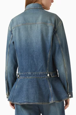 Buy Alaïa Blue Vintage Peplum Jacket in Denim For Women