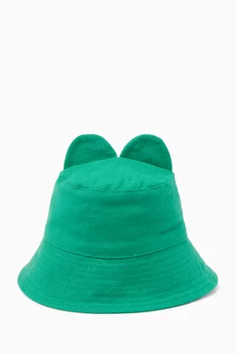 Buy Stella McCartney Green Frog Bucket Hat in Organic Cotton
