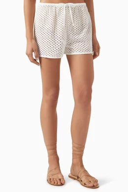 Buy Solid Striped Neutral The Nancy Shorts in Cotton For Women Online Ounass UAE