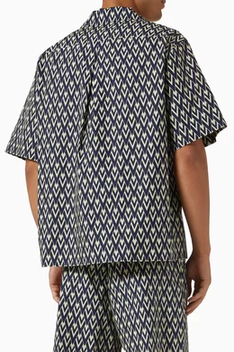 Buy Valentino Garavani Blue Toute la V Print Bowling Shirt in