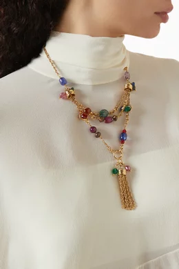 【送料&関税込】chloAC Pompoms Necklace Buy Chloé Multicolour Pompom's Necklace in Gold-tone Brass