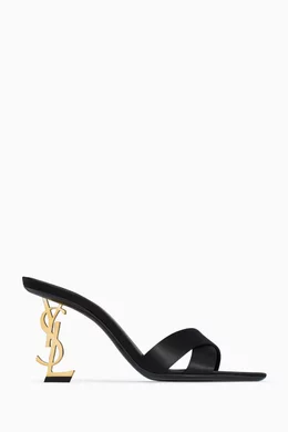 Buy SAINT LAURENT Black Opyum 85 Mule Sandals in Satin Crepe For Women Online Ounass UAE