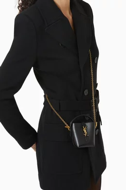 Buy SAINT LAURENT Black Micro Le 37 Top Handle Bag in Shiny