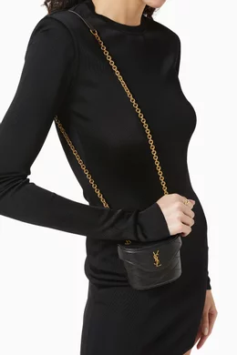 Buy SAINT LAURENT Black Micro June Box Bag in Quilted Leather For