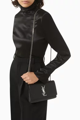 Buy SAINT LAURENT Black Small Kate Chain Shoulder Bag in Grained Leather For Women Online Ounass UAE