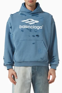 Buy Balenciaga Blue Unisex Layered Medium Fit Hoodie in
