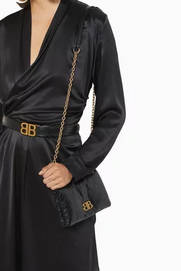 Buy Balenciaga Black Nano Monaco Crossbody Bag in Arena