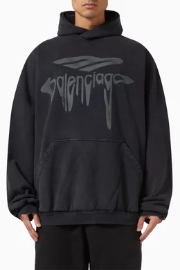 【すぐにお届け☆】BALENCIAGA 3b Liquified Hoodie 国内発送☆ Buy Balenciaga Black Oversized 3B Liquified Hoodie in Fleece