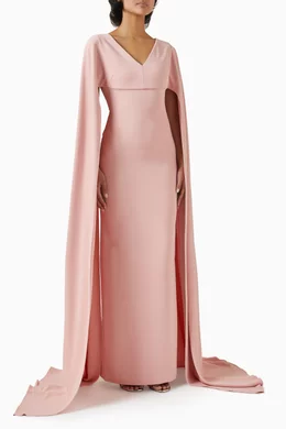 Buy Solace London Pink Morgan Cape-sleeve Maxi Dress For