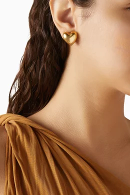 Buy Roxanne Assoulin Gold The Puffy Heart Stud Earrings in