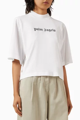 Tシャツ・カットソー Palm Angels 'Classic Logo Tape' cropped T-shirt Palm Angels t-shirts for Women | SSENSE Canada