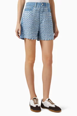 国内発送/送料関税込【Stella McCartney】Boucle Denim Short Buy Stella McCartney Blue Bouclé Shorts in Denim For Women