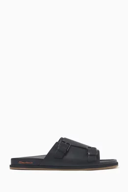 Buy Santoni Black Doctor Sandals in Leather For Men Online Ounass UAE