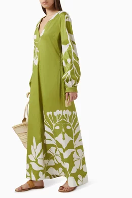 Buy Andres Otalora Green Dejarse Encantar Maxi Dress in Cotton-poplin For  Women Online | Ounass UAE