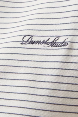 ★Dunst★ ESSENTIAL STRIPE LOGO TSHIRT CREAM GREY STRIPE_UDT Women's Dunstan Short-Sleeve Stripe T-Shirt