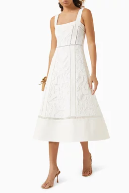 Buy Alexis White Kensington Embroidered Midi Dress For Women Online |  Ounass UAE