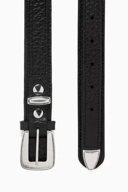 Buy Lemaire Black Minimal Western Belt in Leather For Men Online