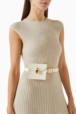 Buy Loro Piana White Extra Pochette Belt in Calfskin For  display picture 3