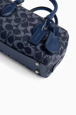 バッグ Rare Coach Signature 2186 Denim Satchel Buy Coach Blue Bowery Satchel 22 in Signature Denim For Women
