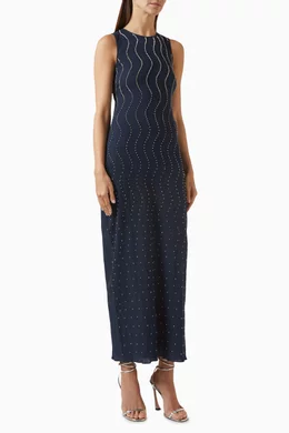 chinese dress ladies Rihoas Navy Blue Satin Maxi Dress Spaghetti Strap Slip Dress for Prom Evening, Wedding Guest, Navy / M main image 1