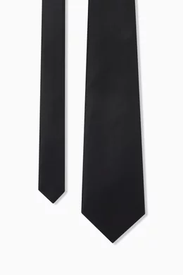 Buy SAINT LAURENT Black Wide Tapered Tie in Silk Satin For