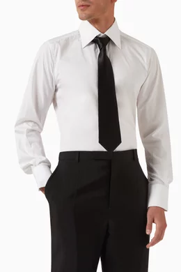 Buy SAINT LAURENT Black Wide Tapered Tie in Silk Satin For