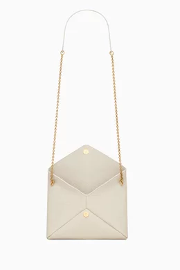 Buy SAINT LAURENT White Cassandre Chain Clutch in Lambskin